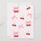Roze Coquette Bow Cherry op Top Baby shower Kaart (Achterkant)