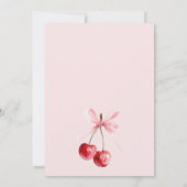 Roze Coquette Bow Cherry op top Meisje Baby shower Bedankkaart (Achterkant)
