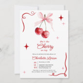 Roze Coquette Bow Cherry op top Meisje Baby shower Kaart (Voorkant)