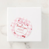 Roze Coquette Bow Cherry Verjaardagsfeest Dank u Bedankjes Labels (In situ)