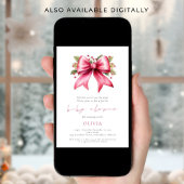 Roze Coquette Bow Christmas Baby shower Kaart