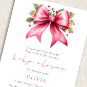 Roze Coquette Bow Christmas Baby shower Kaart