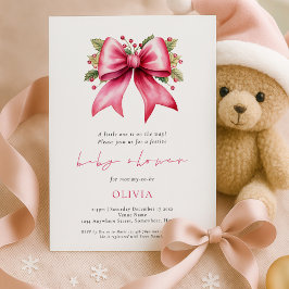Roze Coquette Bow Christmas Baby shower Kaart