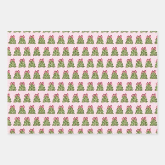 Roze Coquette Bow Christmas Tree Wrapping Paper (Voorkant)