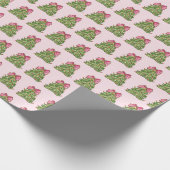 Roze Coquette Bow Christmas Tree Wrapping Paper Cadeaupapier (Hoek)