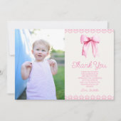 Roze Coquette Bow Custom Afbeelding Verjaardagsfee Bedankkaart (Voorkant)