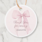 Roze Coquette Bow Custom Bedankjes Labels (Voorkant)