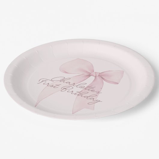 Roze Coquette Bow Custom Papieren Bordje (Gekanteld)