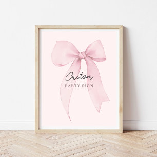 Roze Coquette Bow Custom Party Sign Poster