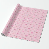 Roze Coquette Bow dambord Cadeaupapier (Uitgerold)