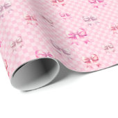 Roze Coquette Bow dambord Cadeaupapier (Rol Hoek)