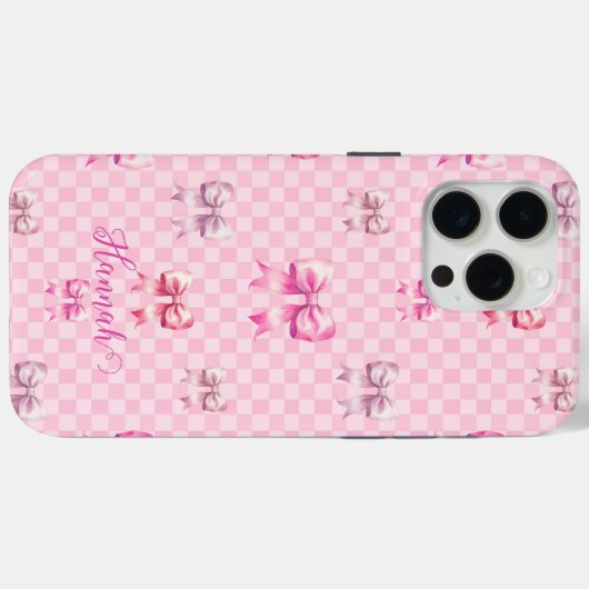Roze Coquette Bow dambord Case-Mate iPhone Case (Achterkant (horizontaal))