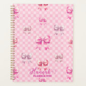 Roze Coquette Bow dambord Planner (Voorkant)