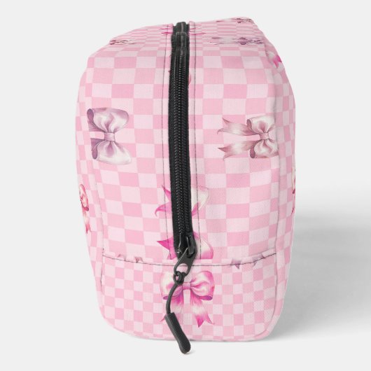 Roze Coquette Bow dambord Toilettasje (Rechts)