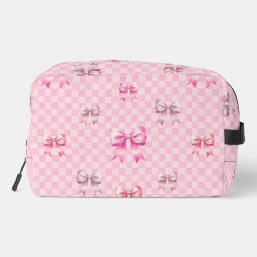 Roze Coquette Bow dambord Toilettasje (Achterkant)