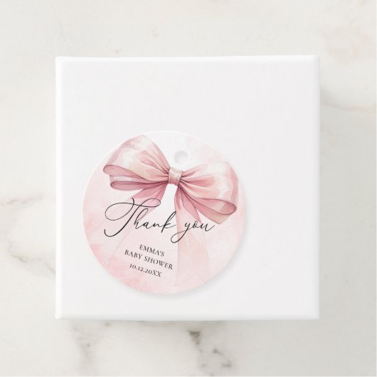 Roze Coquette Bow Dank u Baby shower Bedankjes Labels (In situ)