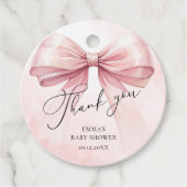 Roze Coquette Bow Dank u Baby shower Bedankjes Labels (Voorkant)