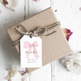 Roze Coquette Bow Dank u Cadeaulabel