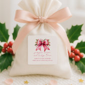 Roze Coquette Bow Dank u voor Kerstmis Baby shower Vierkante Sticker