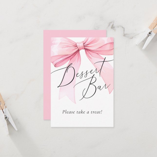 Roze Coquette Bow Dessert Bar Vrijgezellenfeest (Voorkant / Achterkant in situ)