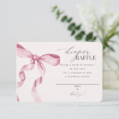 Roze Coquette Bow Diaper Raffle uitnodiging invoeg Informatiekaartje (Staand voorkant)