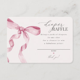 Roze Coquette Bow Diaper Raffle uitnodiging invoeg Informatiekaartje