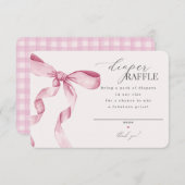 Roze Coquette Bow Diaper Raffle uitnodiging invoeg Informatiekaartje (Voorkant / Achterkant)