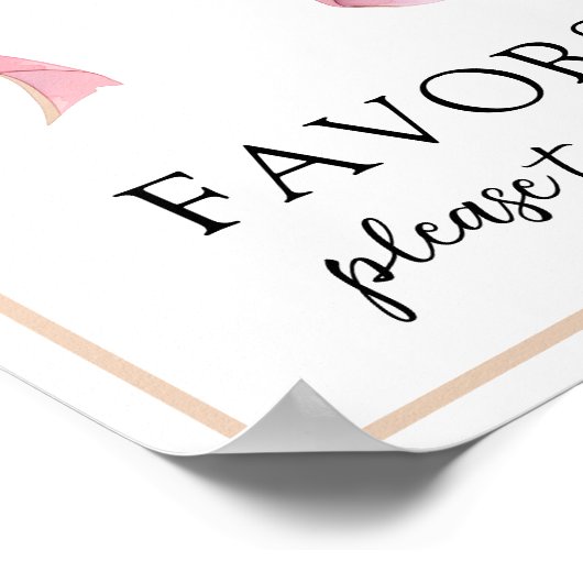 Roze Coquette Bow Favors Sign Poster (Hoek)