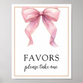 Roze Coquette Bow Favors Sign Poster (Voorkant)
