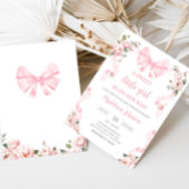 Roze Coquette Bow Floral Baby shower Kaart