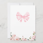 Roze Coquette Bow Floral Baby shower Kaart (Achterkant)