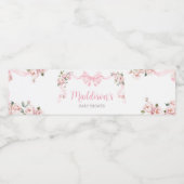 Roze Coquette Bow Floral Baby shower Waterfles Etiket (Enkel label)