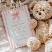 Roze Coquette Bow Gestreept Meisje Baby shower Kaart