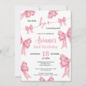 Roze Coquette Bow Ghosts Little boo 2e verjaardag Kaart (Voorkant)