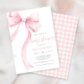 Roze Coquette Bow Gingham Girl Baby shower Kaart