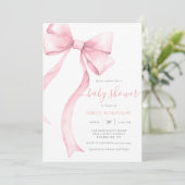 Roze Coquette Bow Gingham Girl Baby shower Kaart (Staand voorkant)