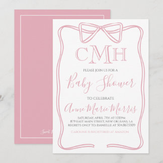 Roze Coquette Bow Girl Baby shower MAAK ELKE KLEUR Kaart