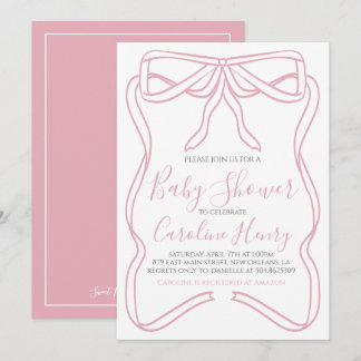 Roze Coquette Bow Girl Baby shower MAAK ELKE KLEUR Kaart