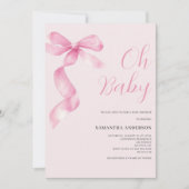 Roze Coquette Bow Girl Oh Baby shower Kaart (Voorkant)