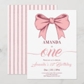 Roze Coquette Bow Girl Verjaardag Kaart (Voorkant / Achterkant)