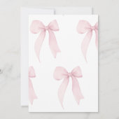 Roze Coquette Bow Girl's Verjaardag Uitnodiging (Achterkant)