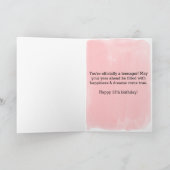 Roze Coquette Bow Gouden Hart 13e Verjaardag Kaart (Binnen)