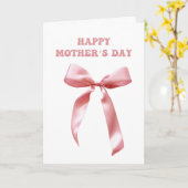 Roze Coquette Bow Happy Moederdag Kaart (Gele Bloem)