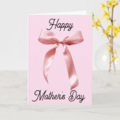 Roze Coquette Bow Happy Moederdag Kaart (Gele Bloem)