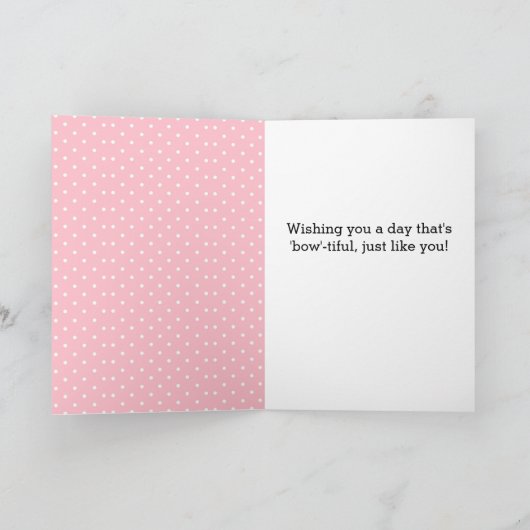 Roze Coquette Bow Happy Moederdag Kaart (Binnen)