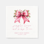 Roze Coquette Bow Holly Christmas Baby shower Servet (Voorkant)