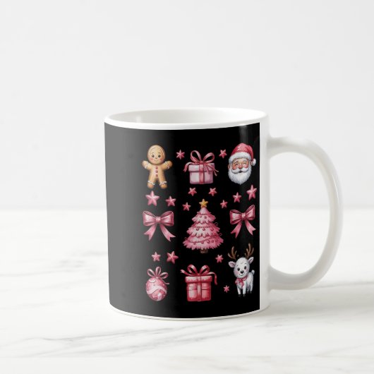 Roze Coquette Bow Kerstboom Gingerbread Reind Koffiemok (Rechts)