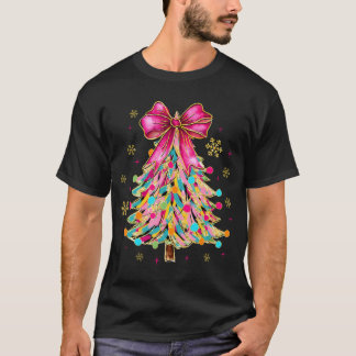 Roze Coquette Bow Kerstboom Kerstcadeaus Vrouwen T-shirt