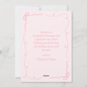 Roze Coquette Bow Kerstboom Vrolijk Kerstfeest Feestdagenkaart (Achterkant)