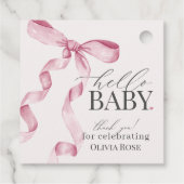 Roze Coquette Bow Meisje Baby shower Bedankjes Labels (Achterkant)